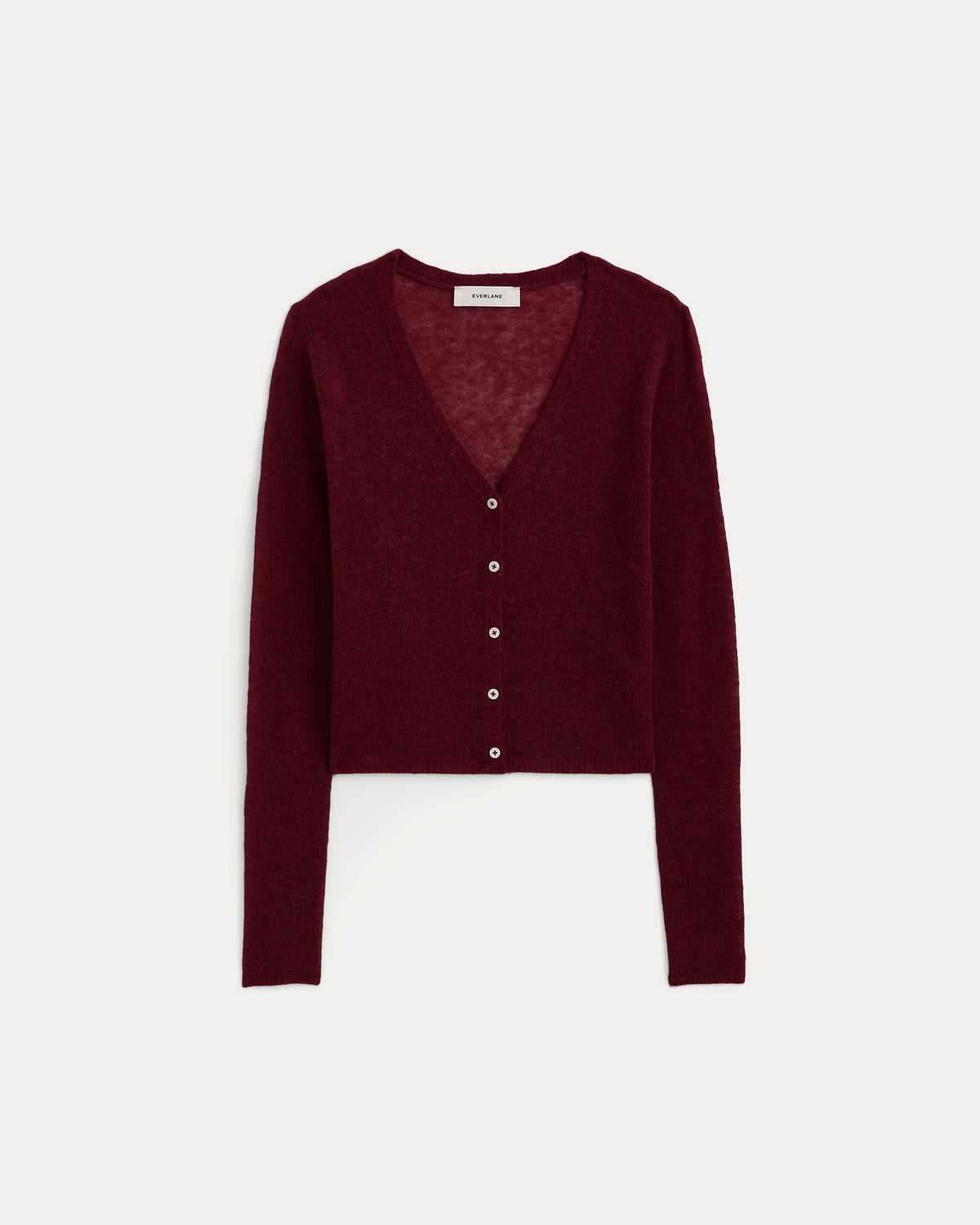 Air Alpaca Wide V Cropped Cardigan | Cabernet