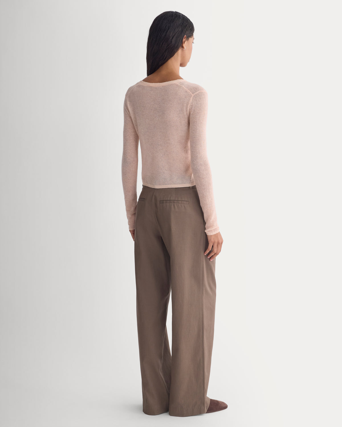 Air Alpaca Wide V Cropped Cardigan | Pale Peach