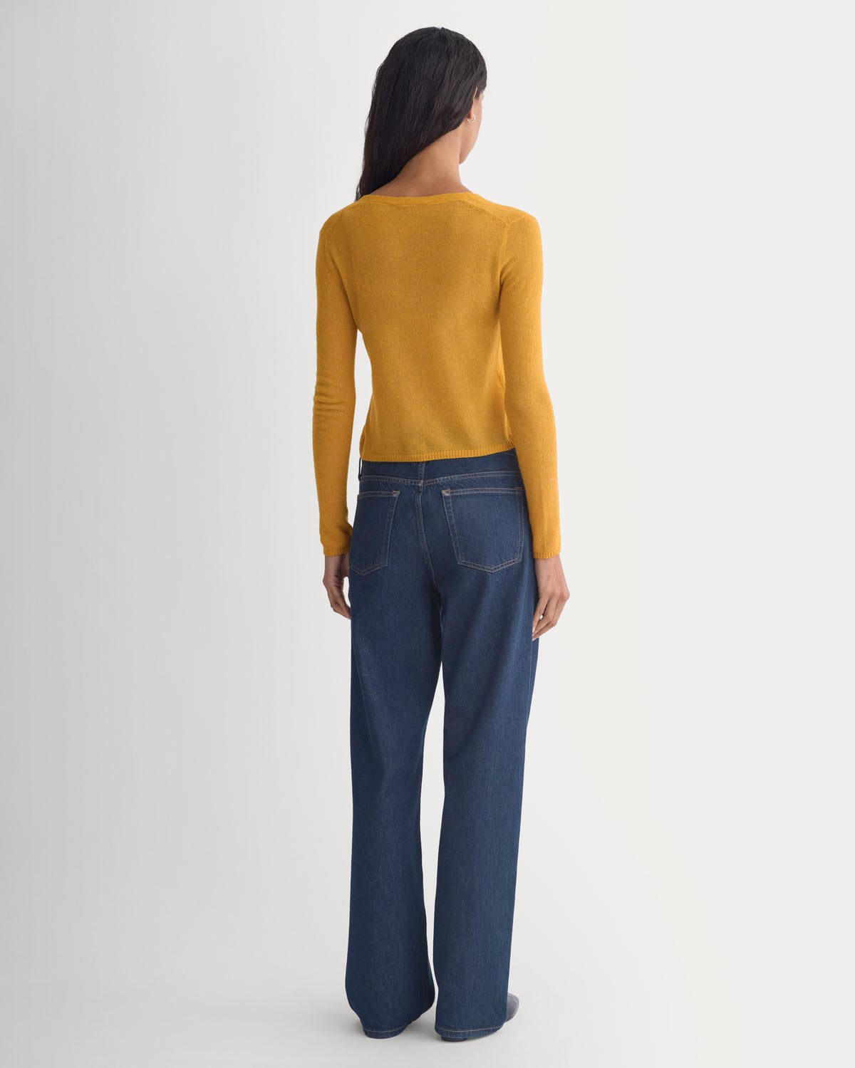 Air Alpaca Wide V Cropped Cardigan | Golden Yellow