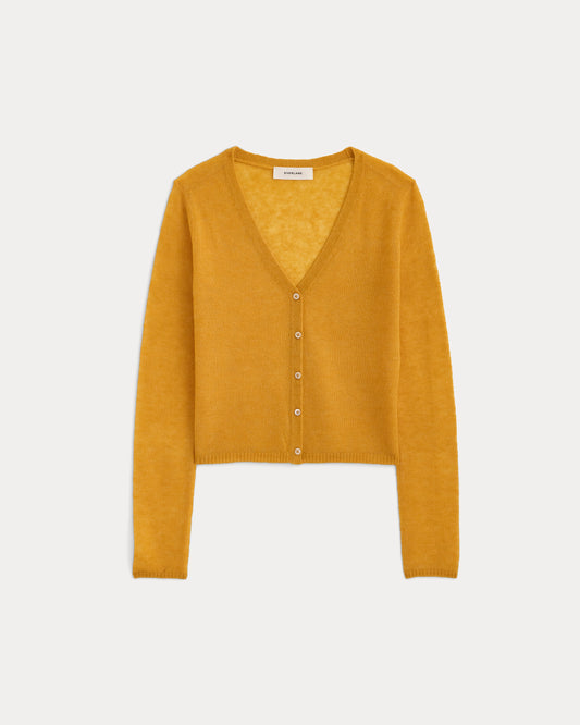 Air Alpaca Wide V Cropped Cardigan | Golden Yellow