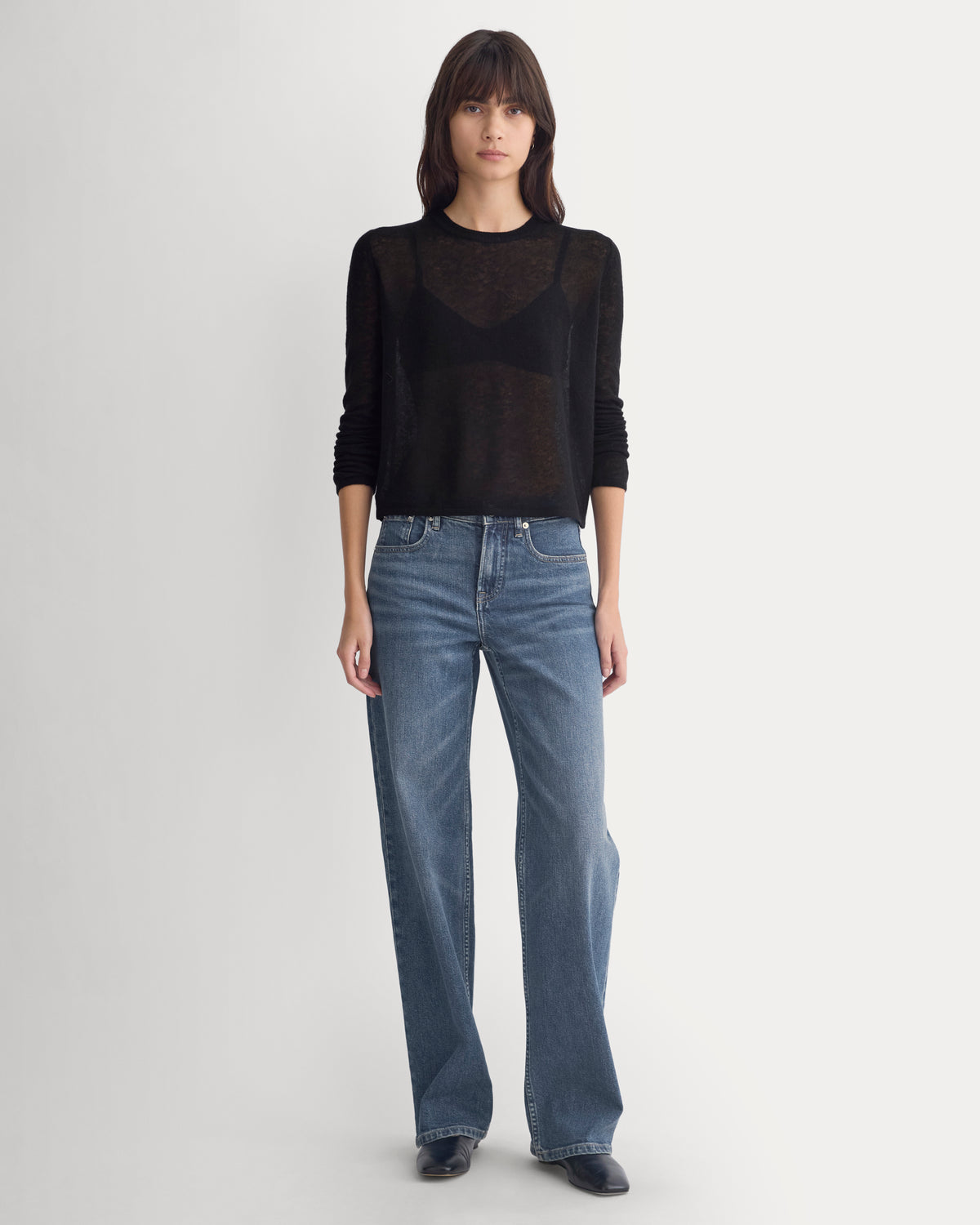 Air Alpaca Long-Sleeve Slim Crew | Black