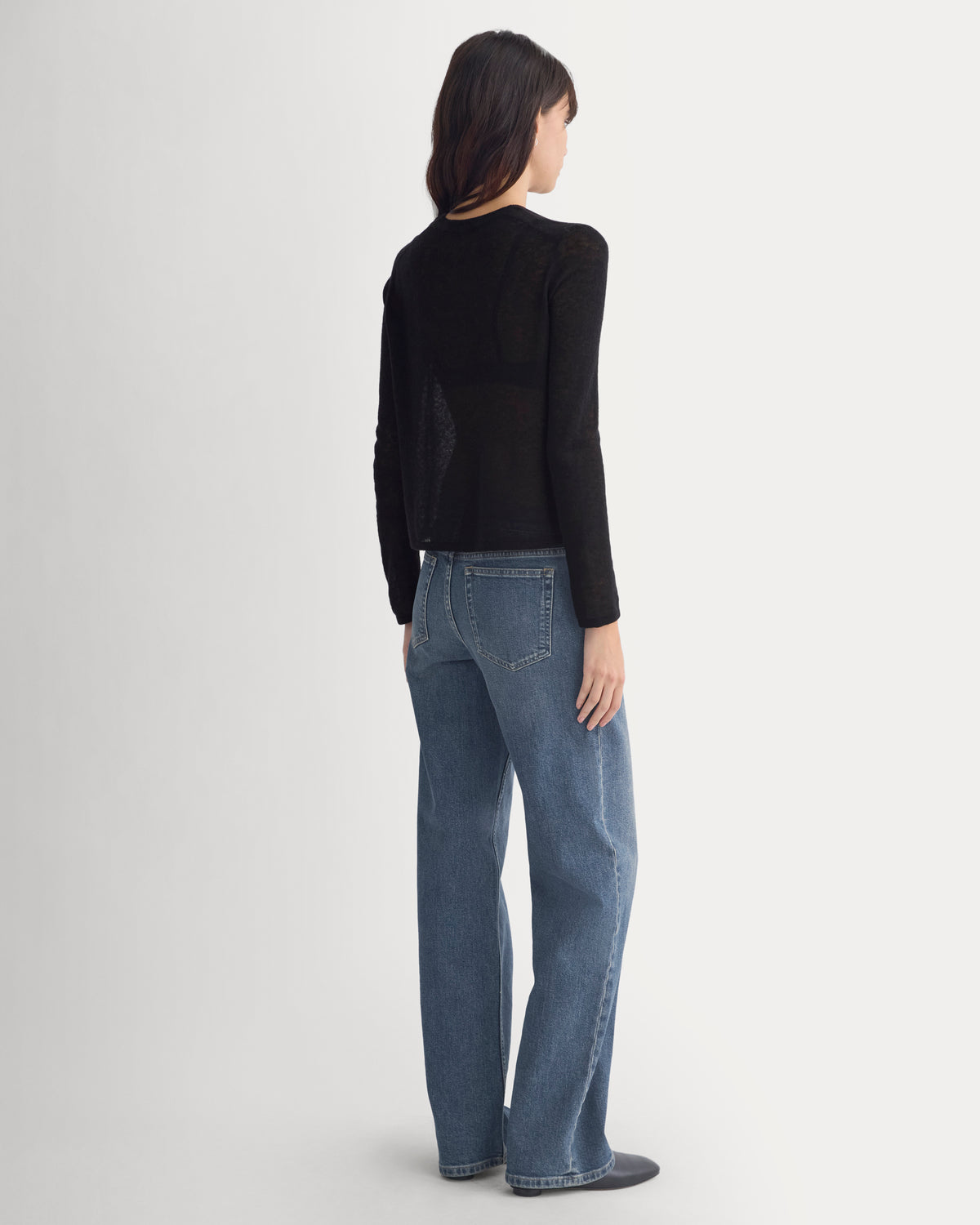 Air Alpaca Long-Sleeve Slim Crew | Black