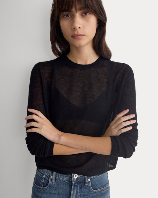 Air Alpaca Long-Sleeve Slim Crew | Black