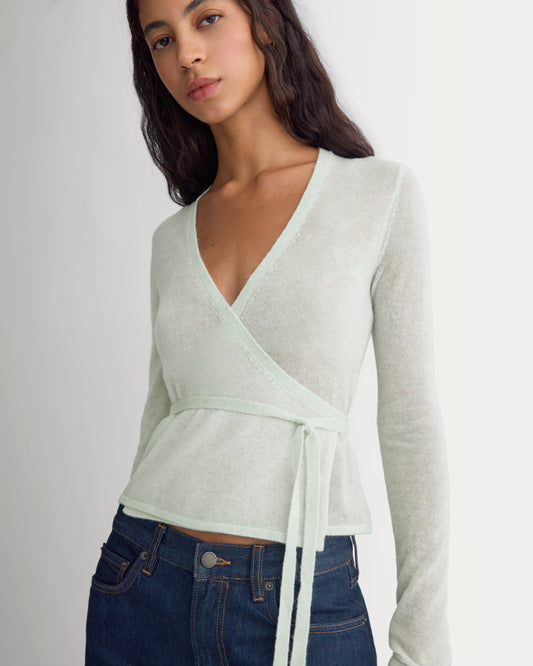 Wrap Top in Air Alpaca | Lily Green