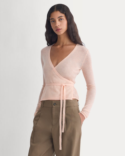 Wrap Top in Air Alpaca | Pale Peach