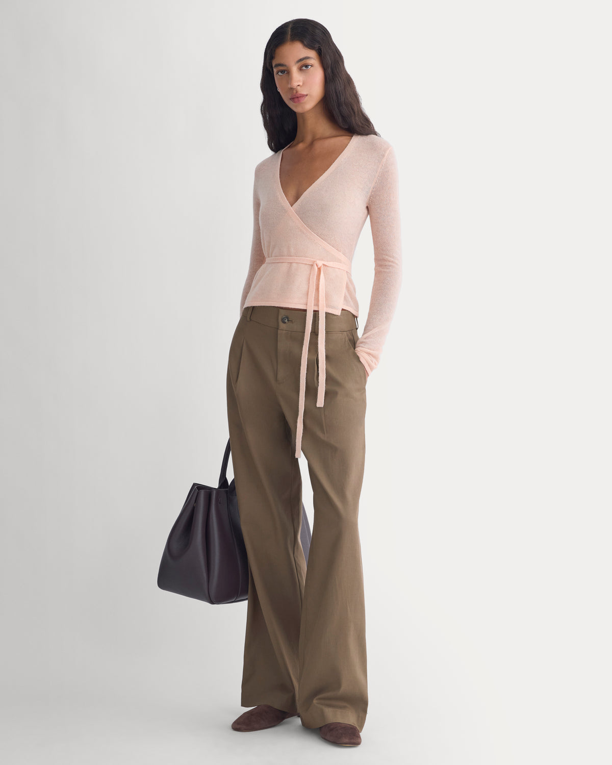Wrap Top in Air Alpaca | Pale Peach