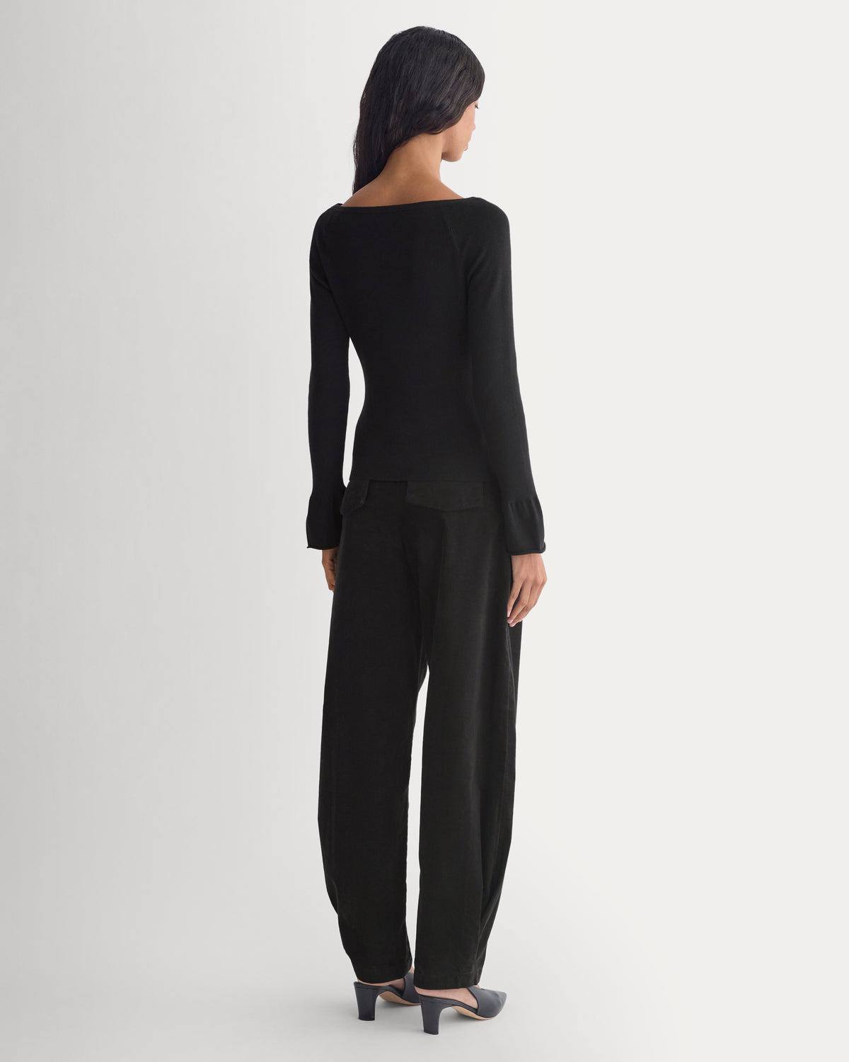 Fine Knit Off-The-Shoulder Cardigan |  Black
