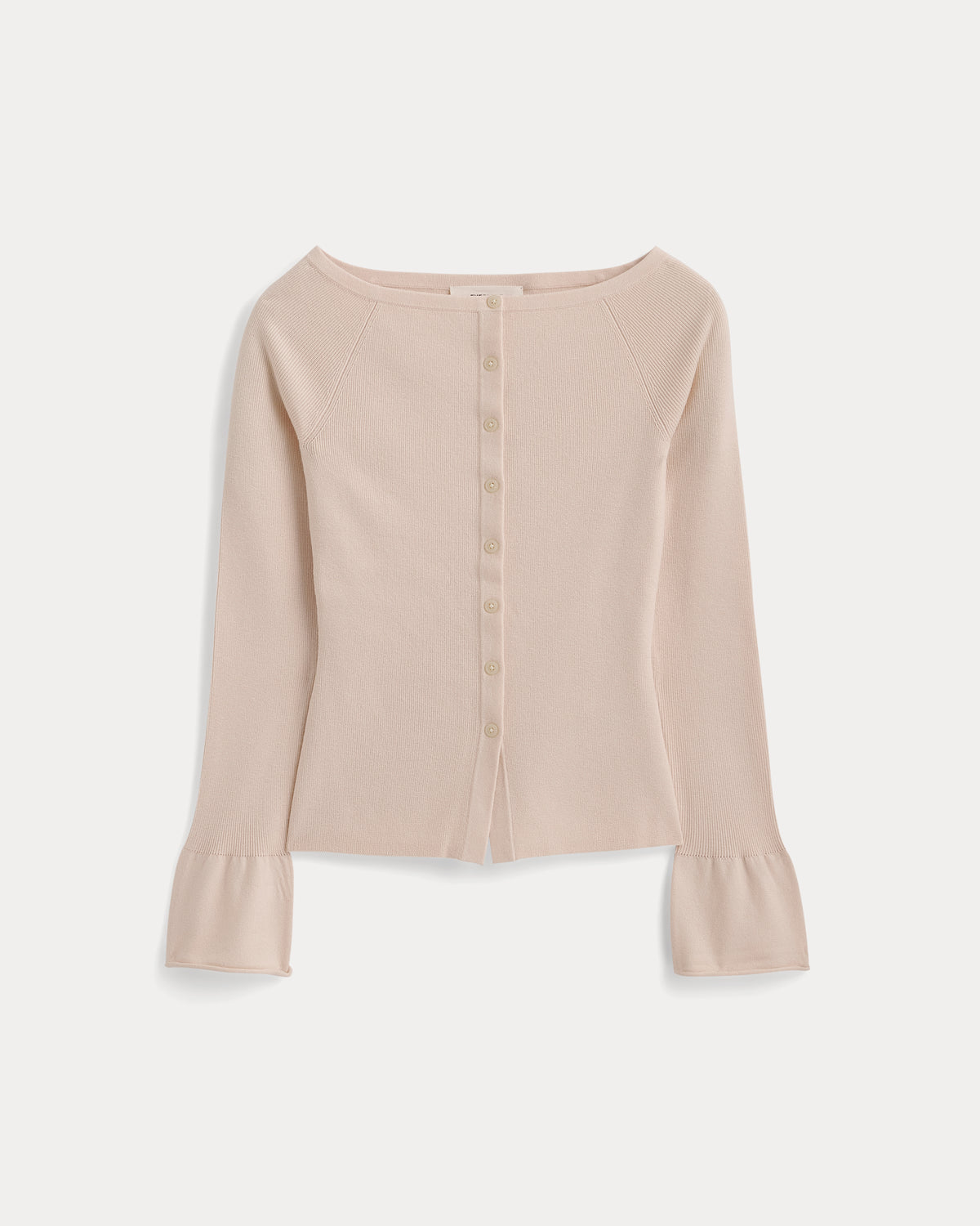 Fine Knit Off-The-Shoulder Cardigan | Whisper Pink
