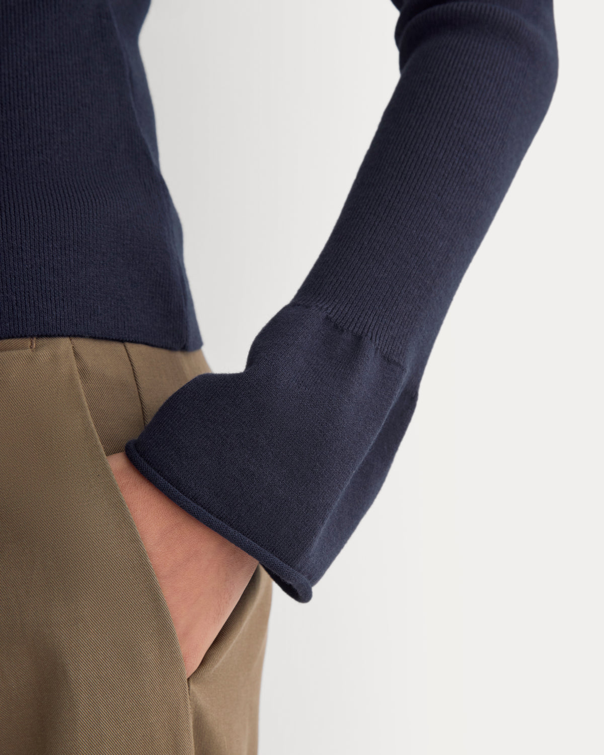 Fine Knit Off-The-Shoulder Cardigan | Navy