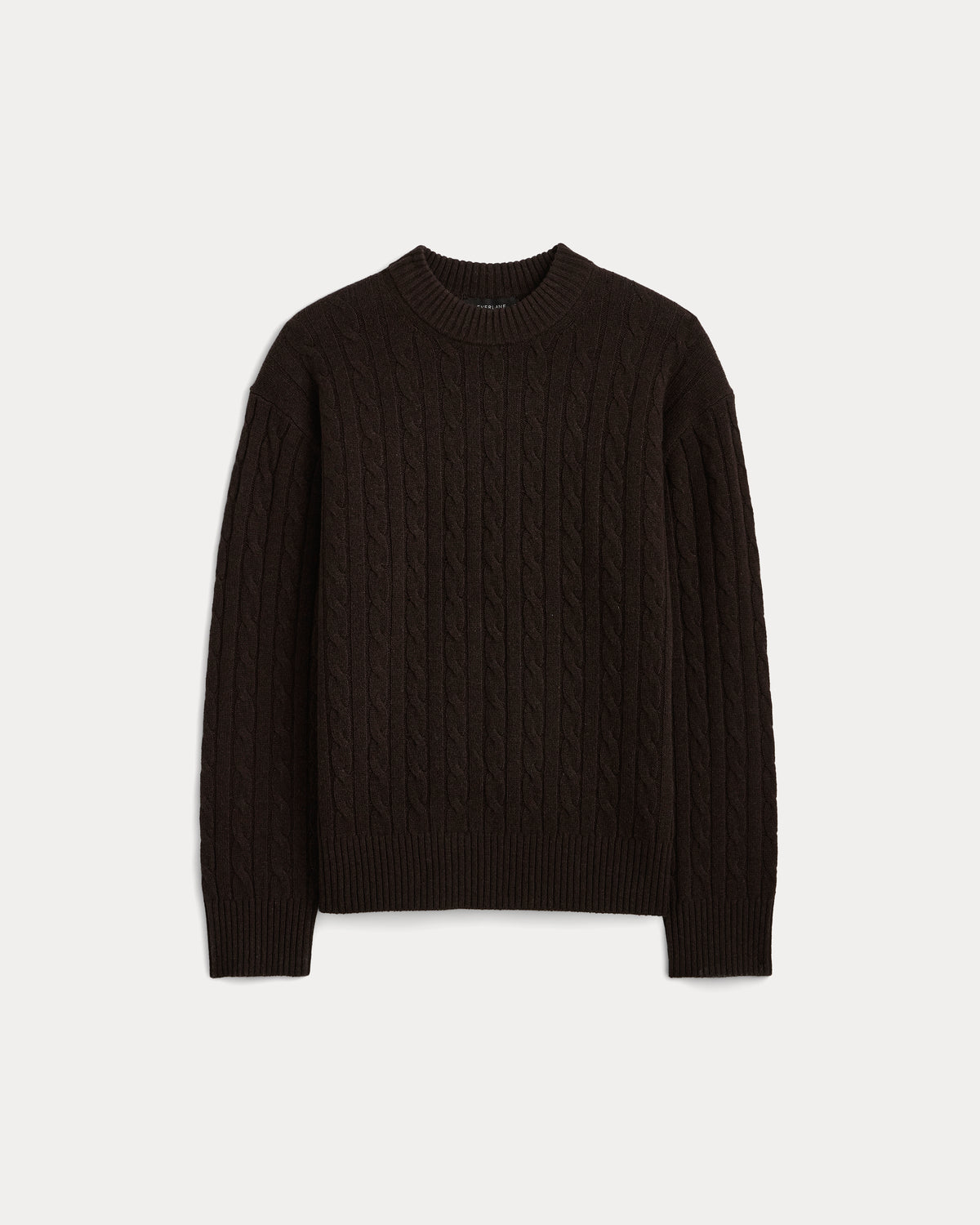 Cable Crew Neck in Wool Cashmere | Americano Brown