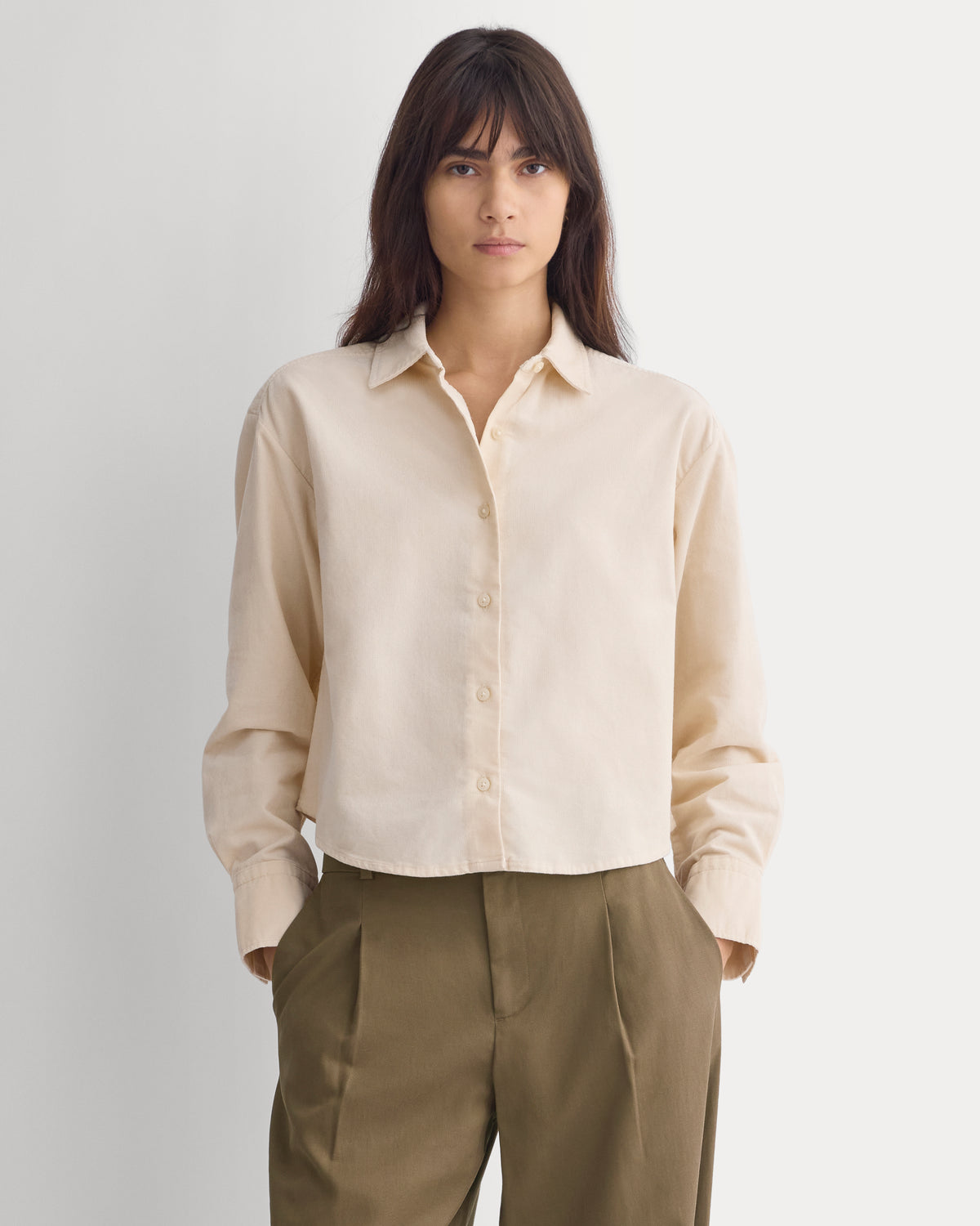 Cropped Shirt in Pinwale Corduroy | Birch