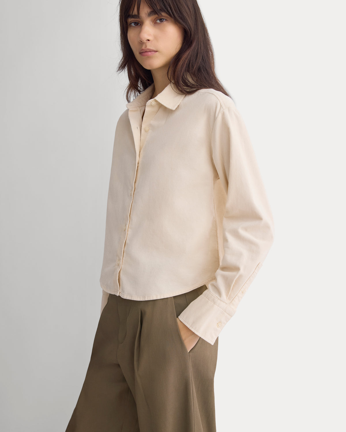 Cropped Shirt in Pinwale Corduroy | Birch