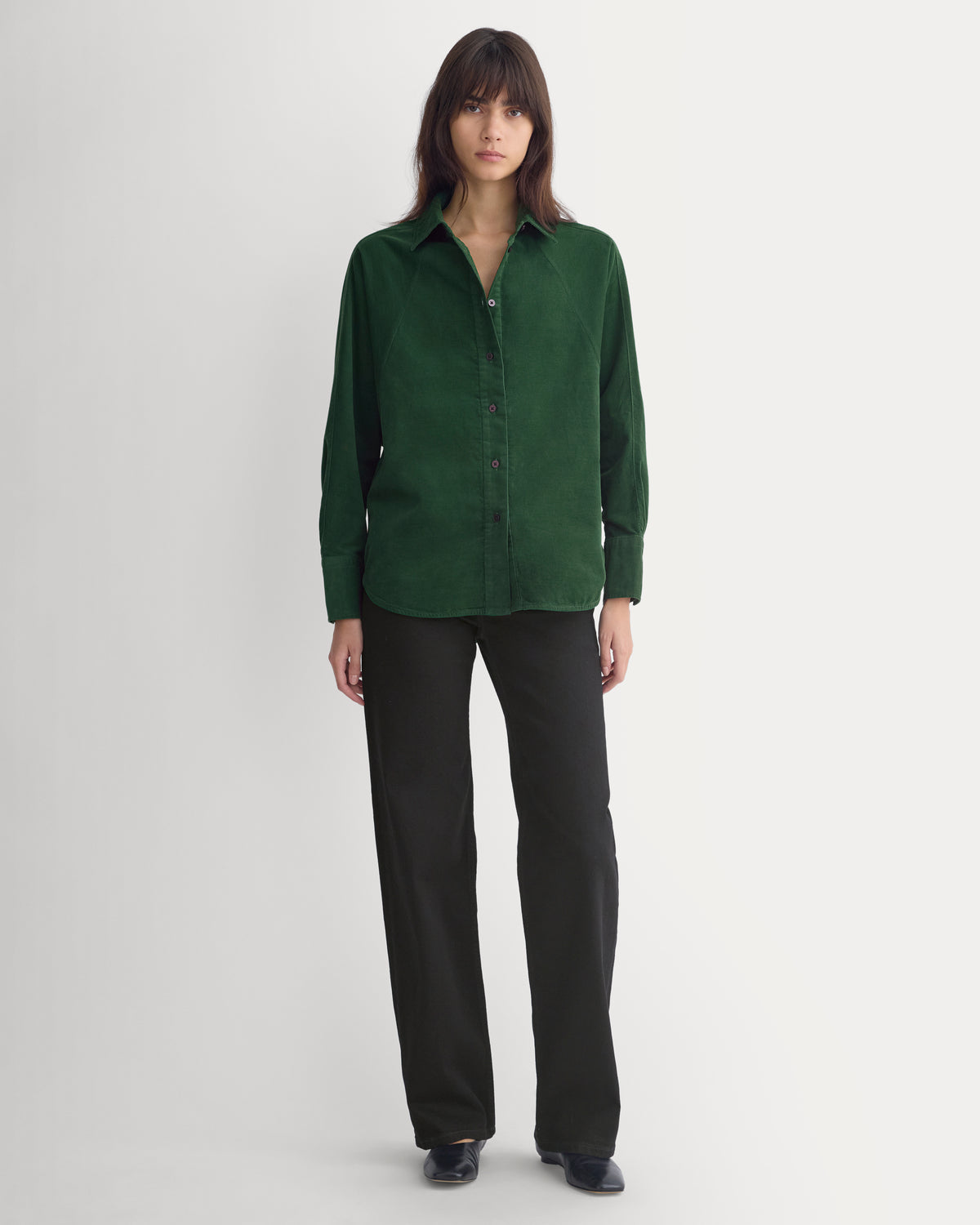 Oversized Raglan Shirt in Pinwale Corduroy - Eden Green | Eden Green