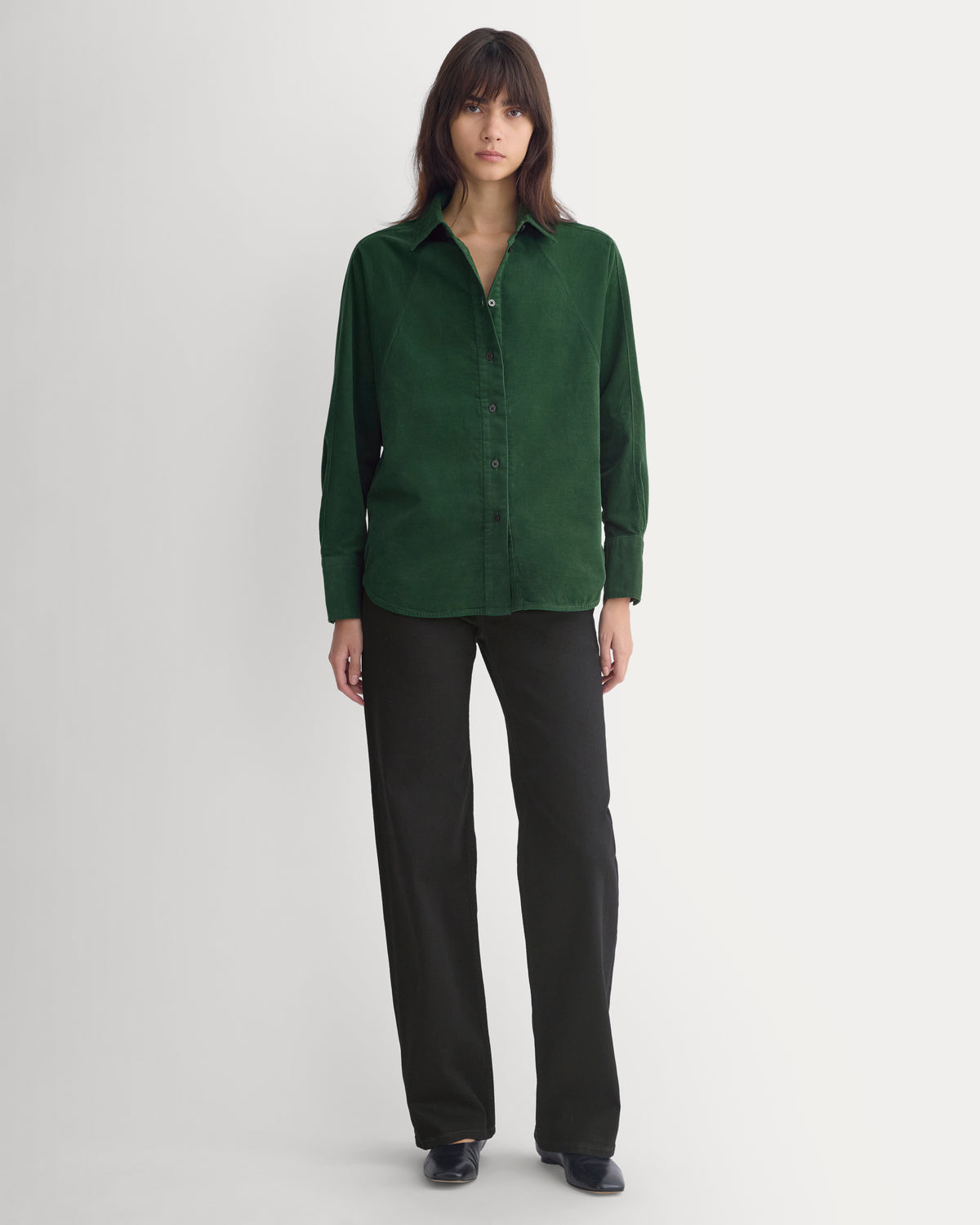 Oversized Raglan Shirt in Pinwale Corduroy | Eden Green