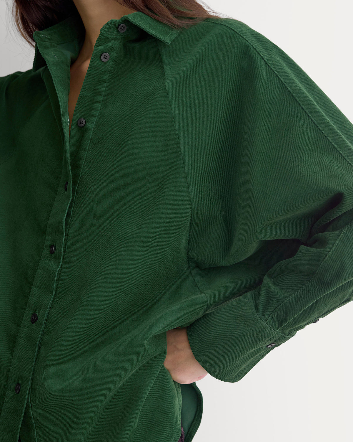 Oversized Raglan Shirt in Pinwale Corduroy | Eden Green