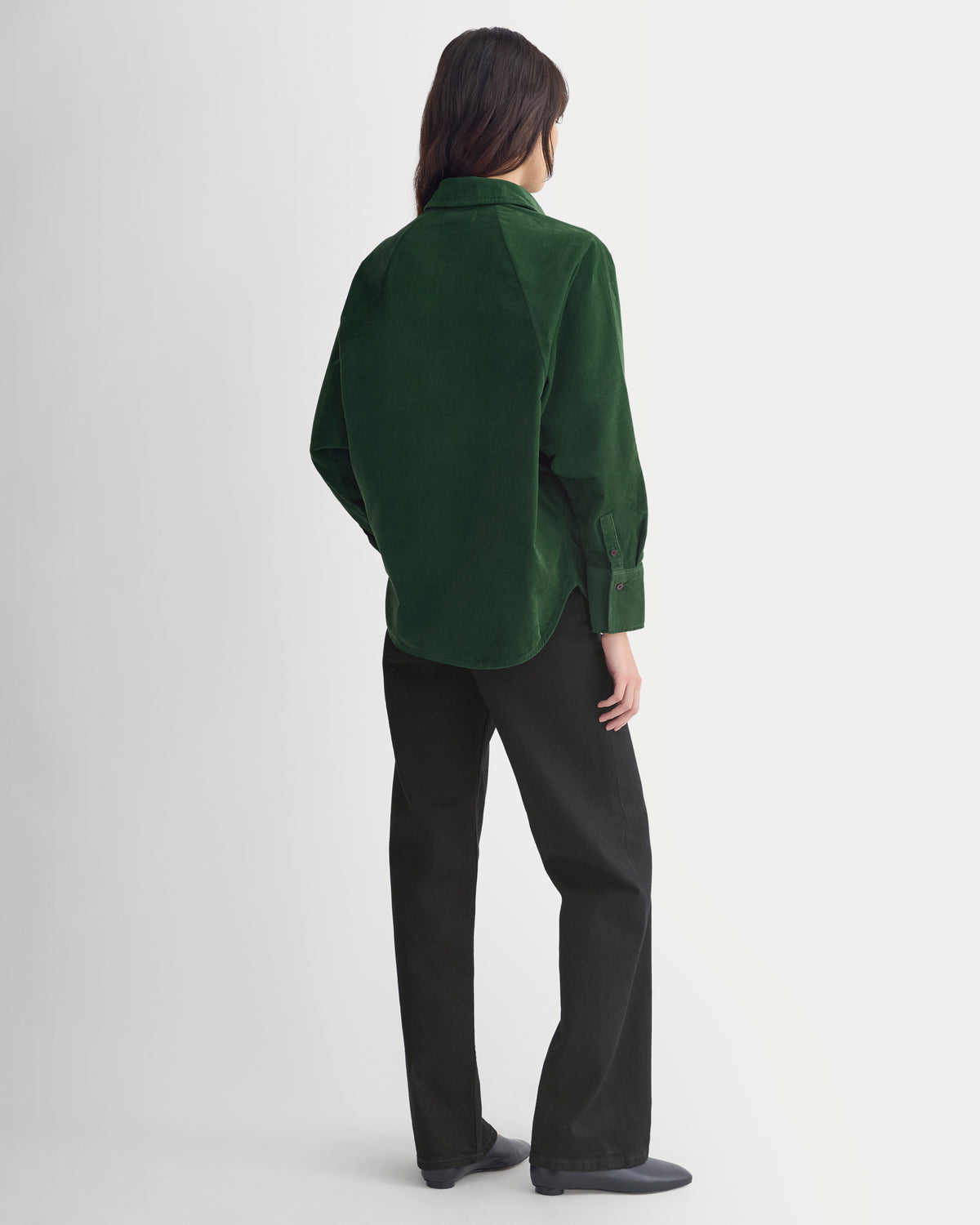 Oversized Raglan Shirt in Pinwale Corduroy - Eden Green | Eden Green