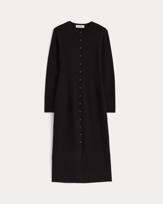 Fine-Knit Maxi Cardigan Dress  |  Black