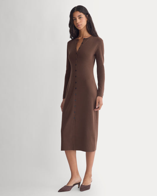 Fine-Knit Maxi Cardigan Dress  | Cocoa