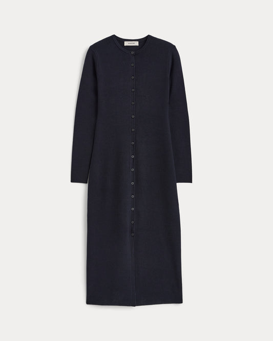 Fine-Knit Maxi Cardigan Dress  |  Navy