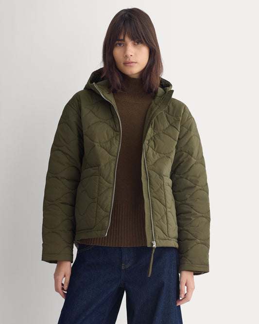 Re:Cycled Nylon Hooded Liner | Olive Night