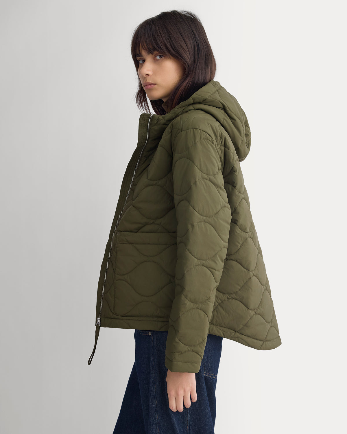 Re:Cycled Nylon Hooded Liner | Olive Night