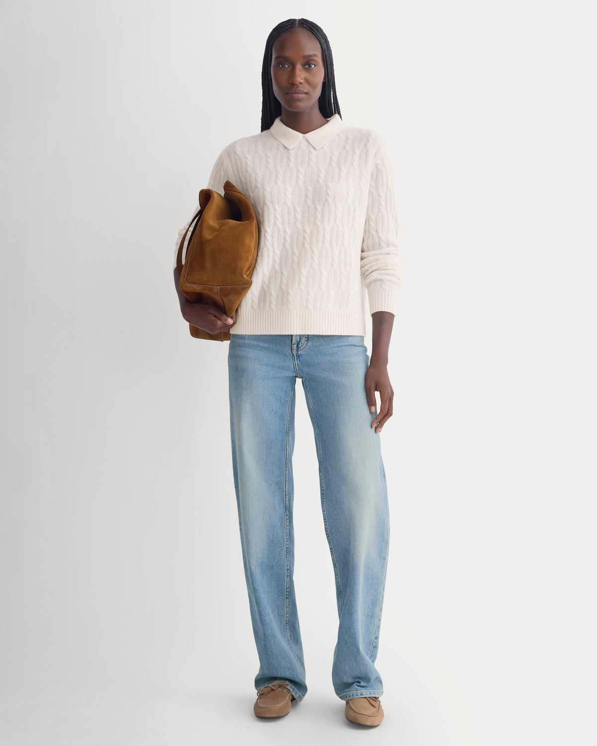 Cable-Knit Polo in Luxe Merino | Bone