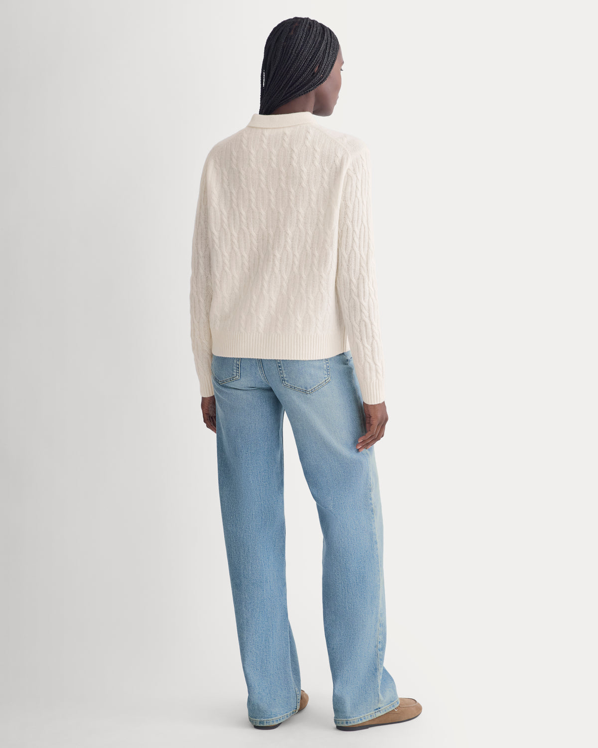 Cable-Knit Polo in Luxe Merino | Bone
