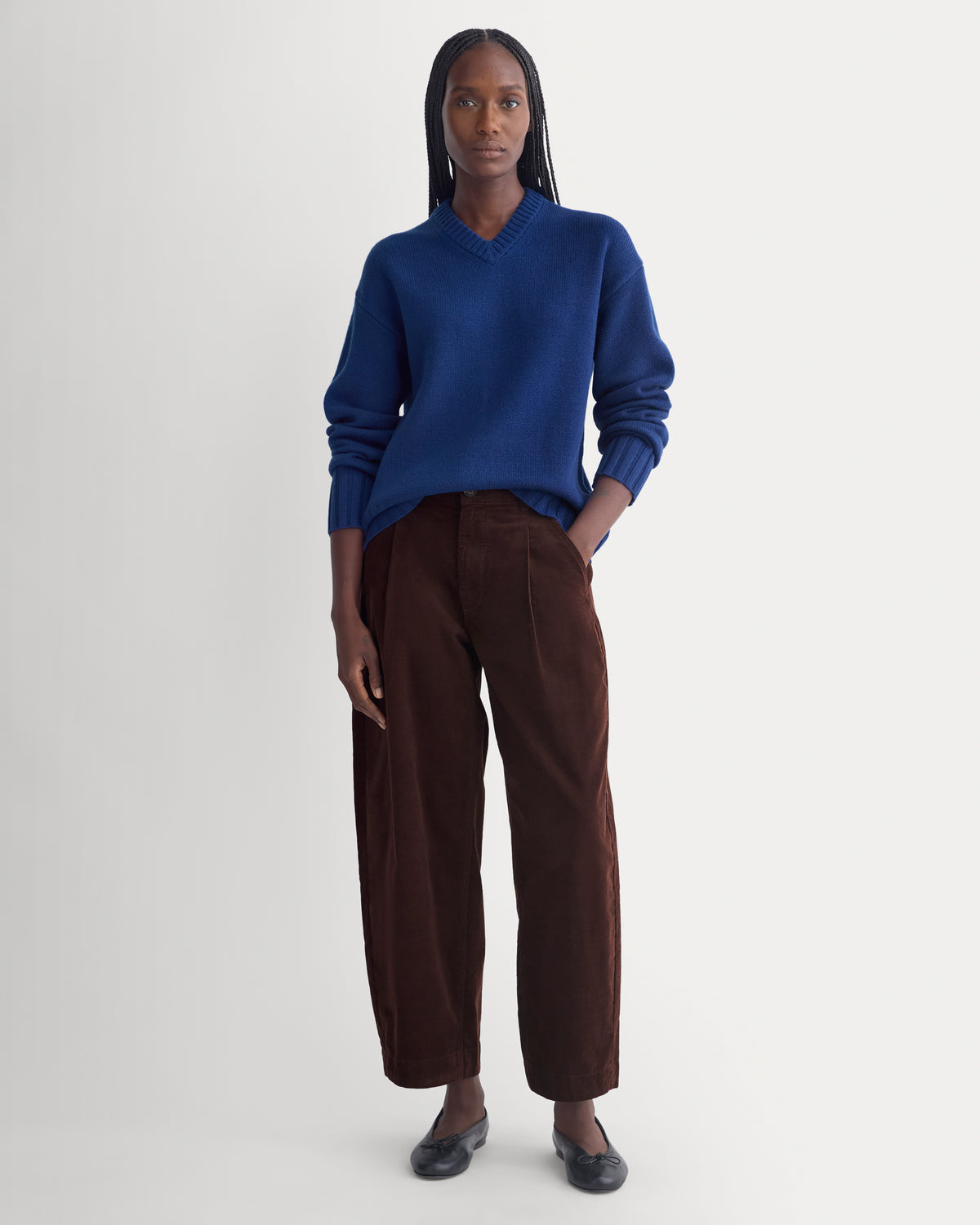 V-Neck Sweater in Extrafine Luxe Merino | Soladite Blue