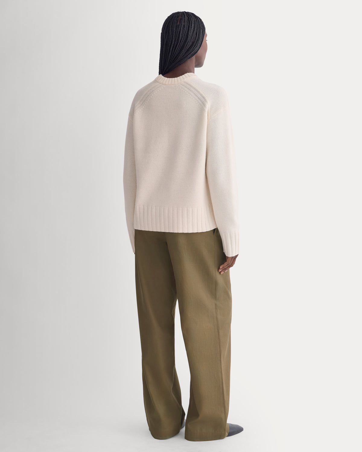 V-Neck Sweater in Extrafine Luxe Merino | Bone