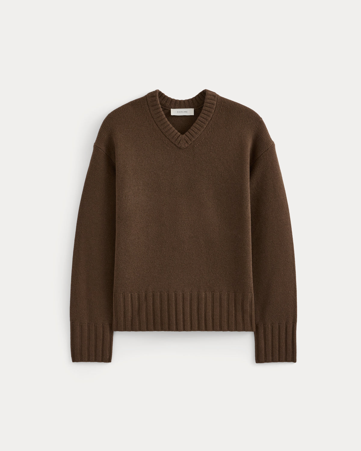 V-Neck Sweater in Extrafine Luxe Merino | Cocoa