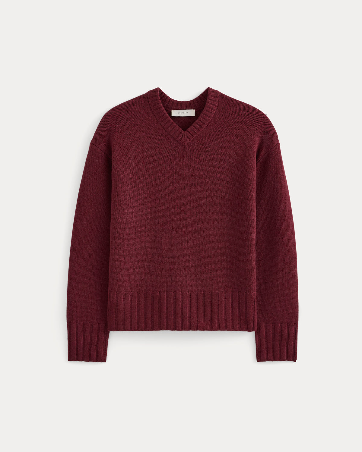 V-Neck Sweater in Extrafine Luxe Merino | Cabernet