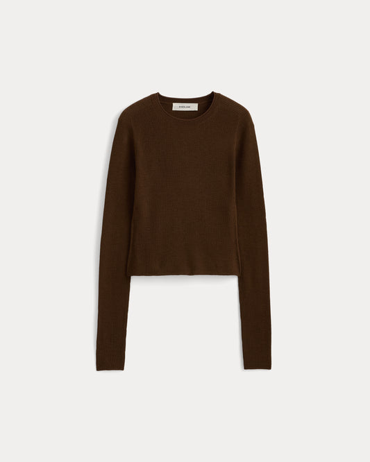 The Cropped Crew Top in Ultrafine Merino | Cocoa
