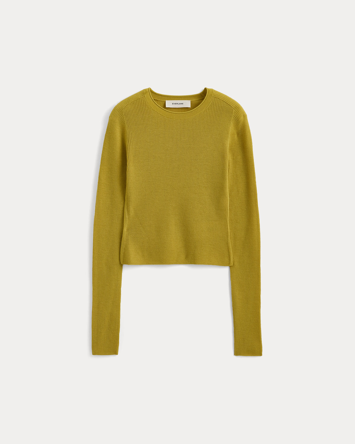 The Cropped Crew Top in Ultrafine Merino | Warm Olive