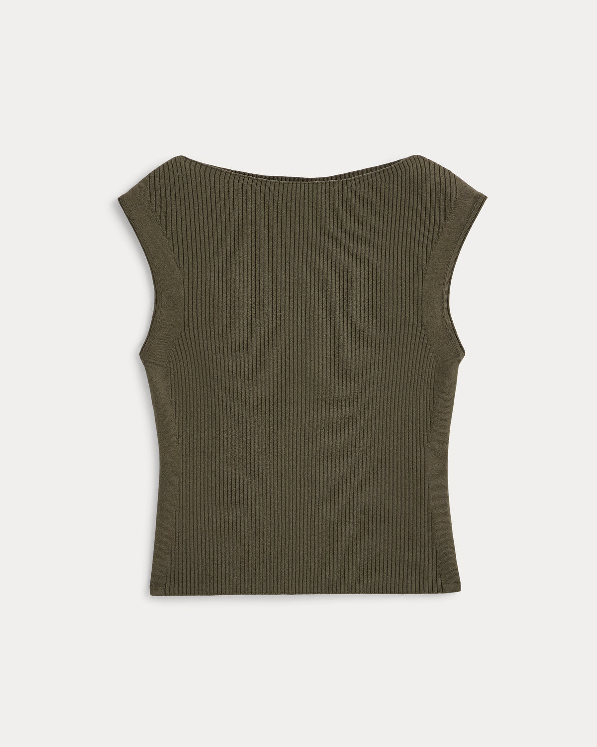 Boat-Neck Ribbed Knit | Olive Night