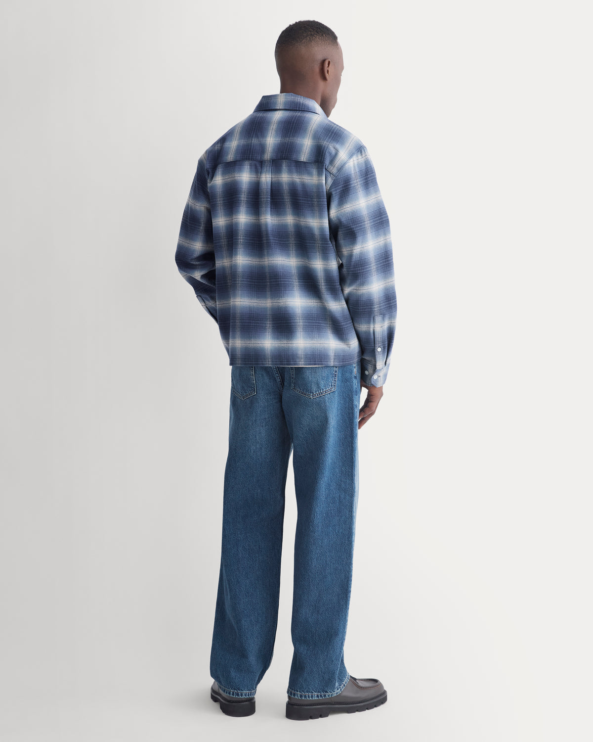 Brushed Flannel Shirt | Blue Ombre Plaid
