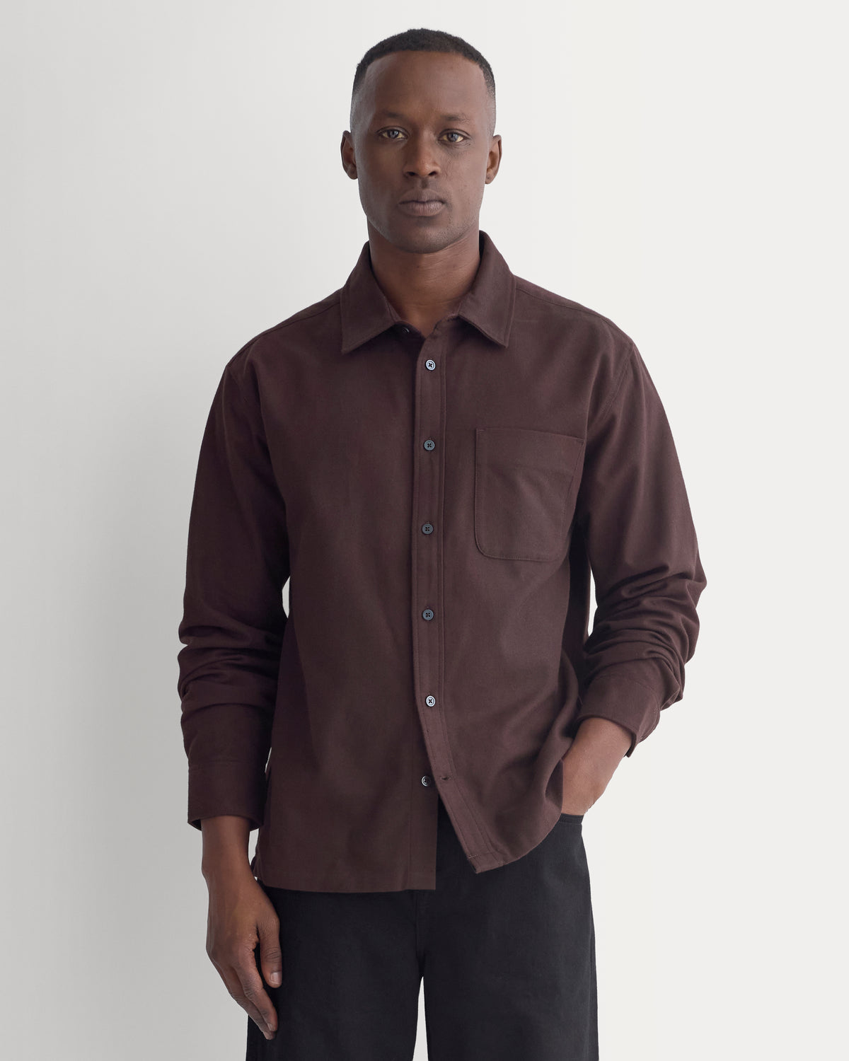 Brushed Flannel Shirt | Dark Chocolate