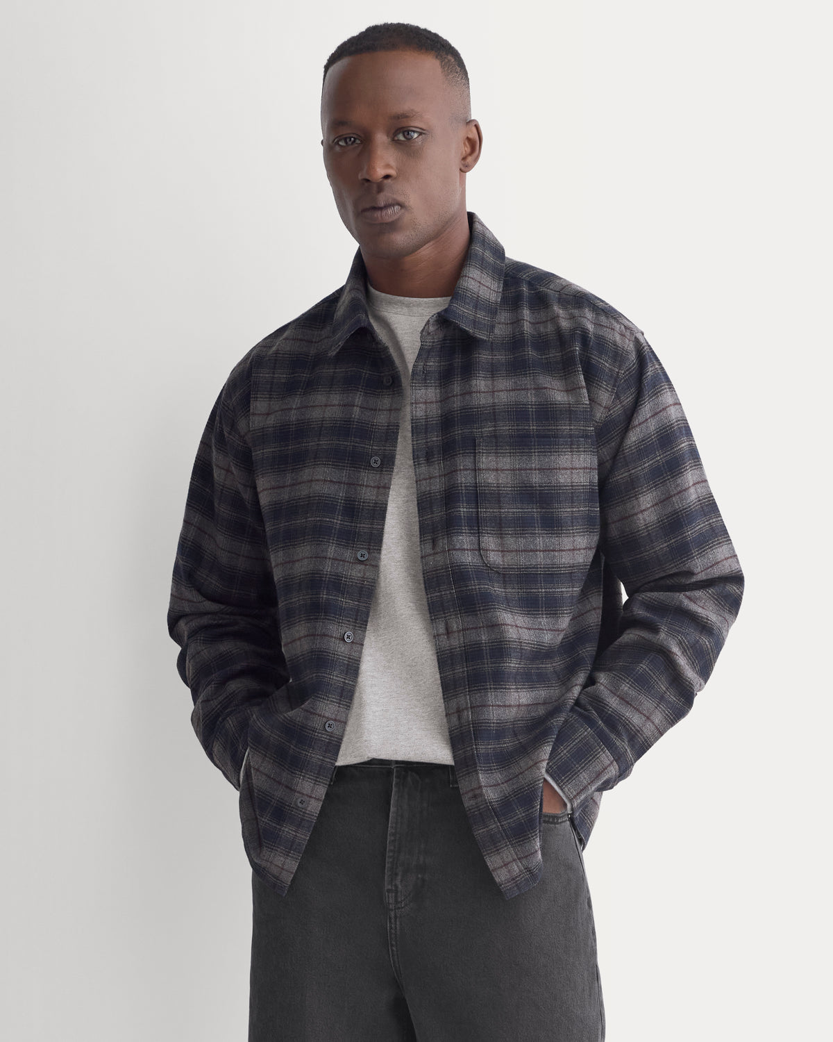 Brushed Flannel Shirt | Navy / Black