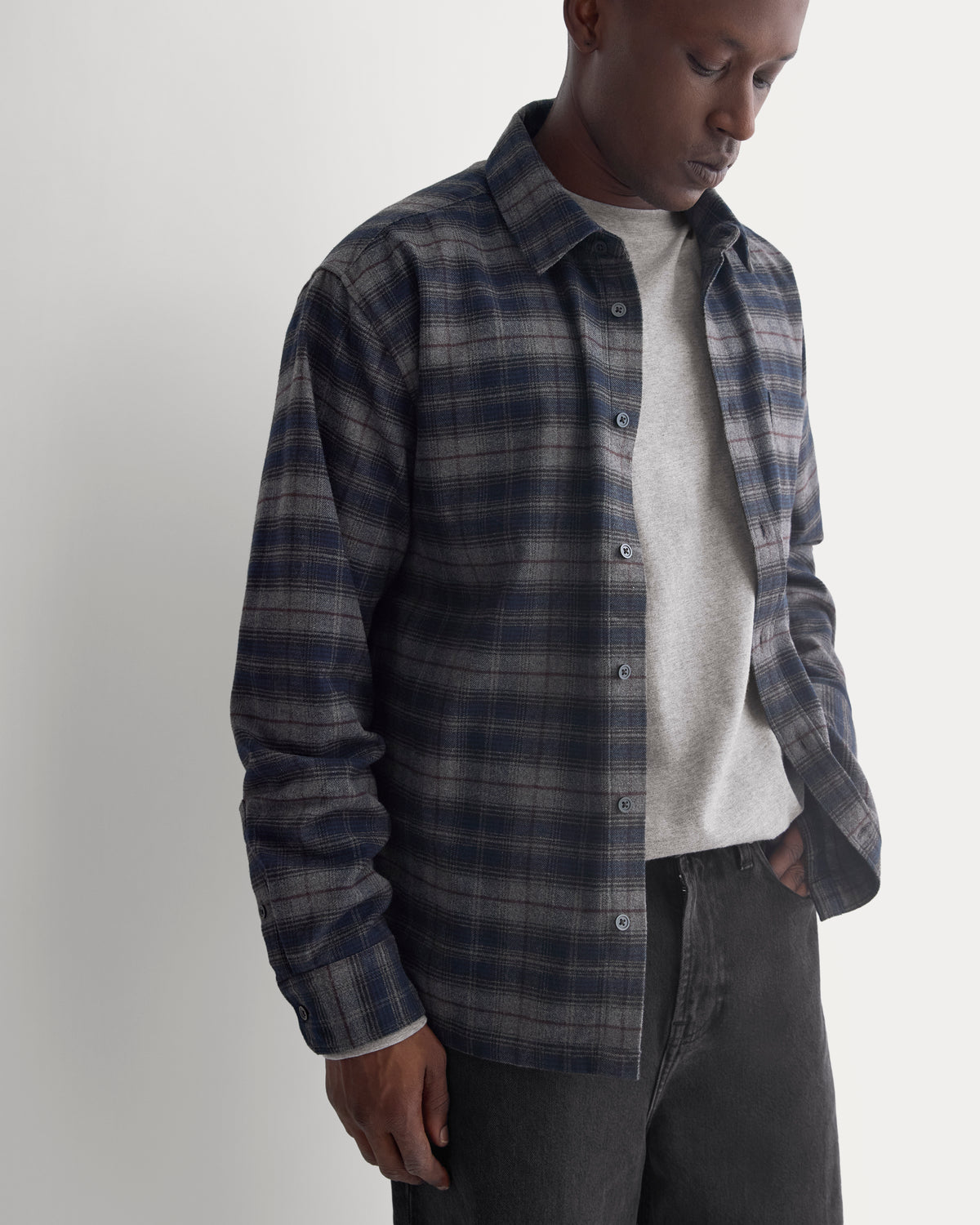 Brushed Flannel Shirt | Navy / Black