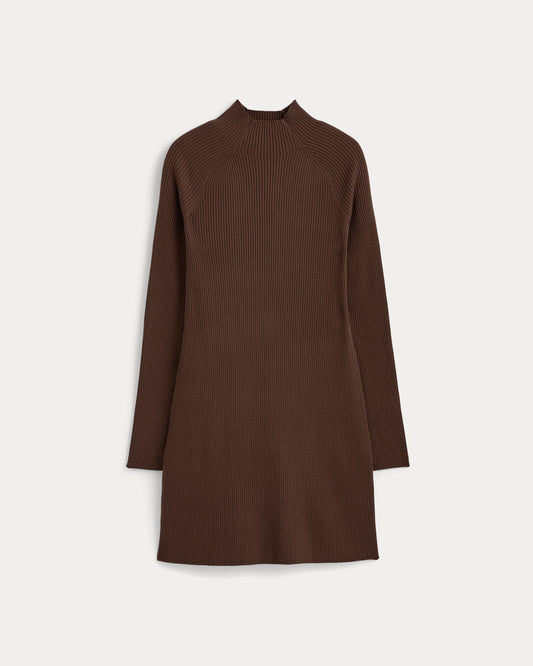 Fine-Knit Funnel-Neck Mini Dress | Cocoa