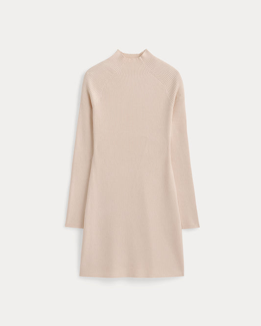 Fine-Knit Funnel-Neck Mini Dress | Whisper Pink