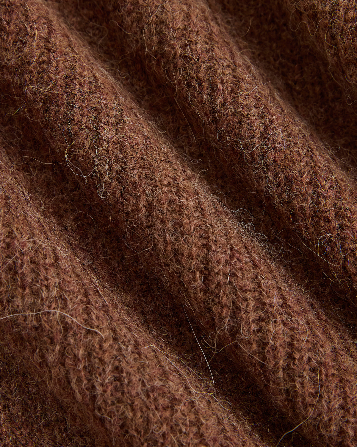 Ribbed Cropped Cardigan in Alpaca | Heathered Amber