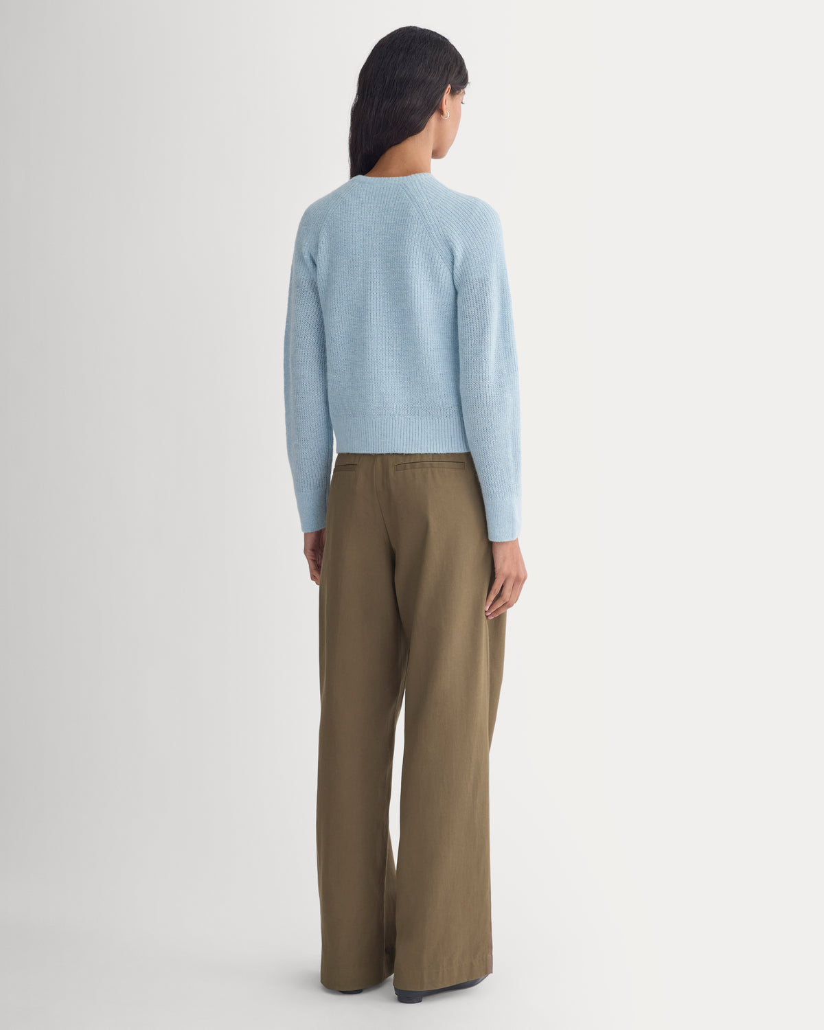 Ribbed Cropped Cardigan in Alpaca | Cashmere Blue