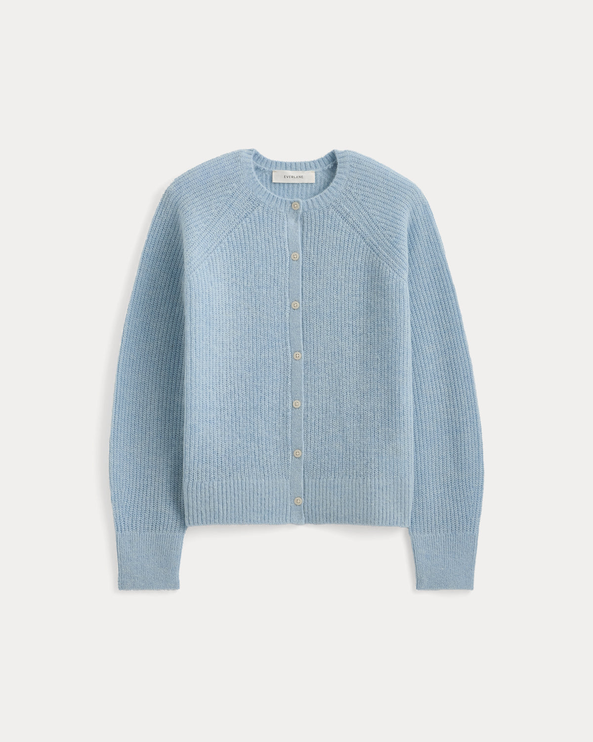 Ribbed Cropped Cardigan in Alpaca | Cashmere Blue