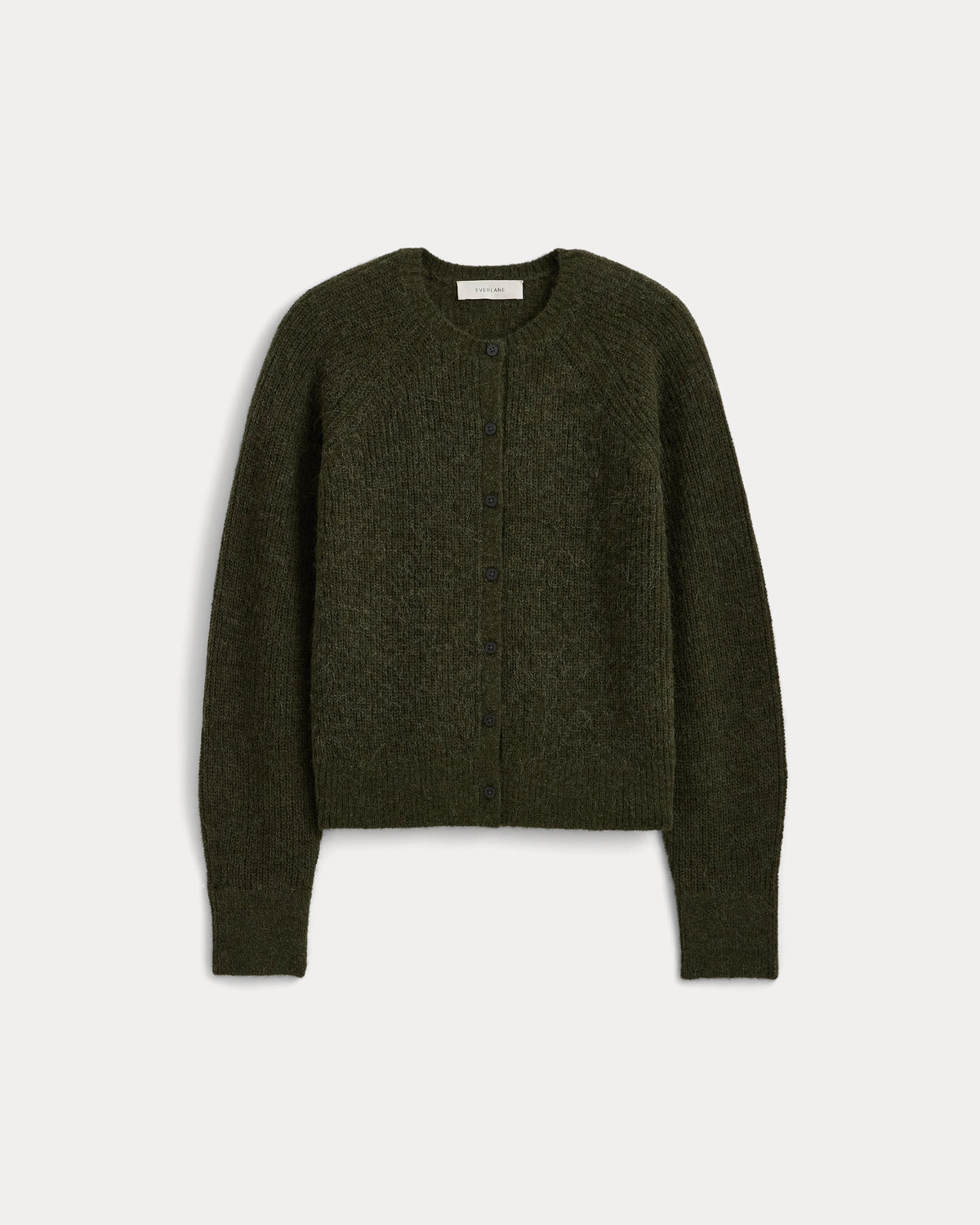 Ribbed Cropped Cardigan in Alpaca | Dark Forest