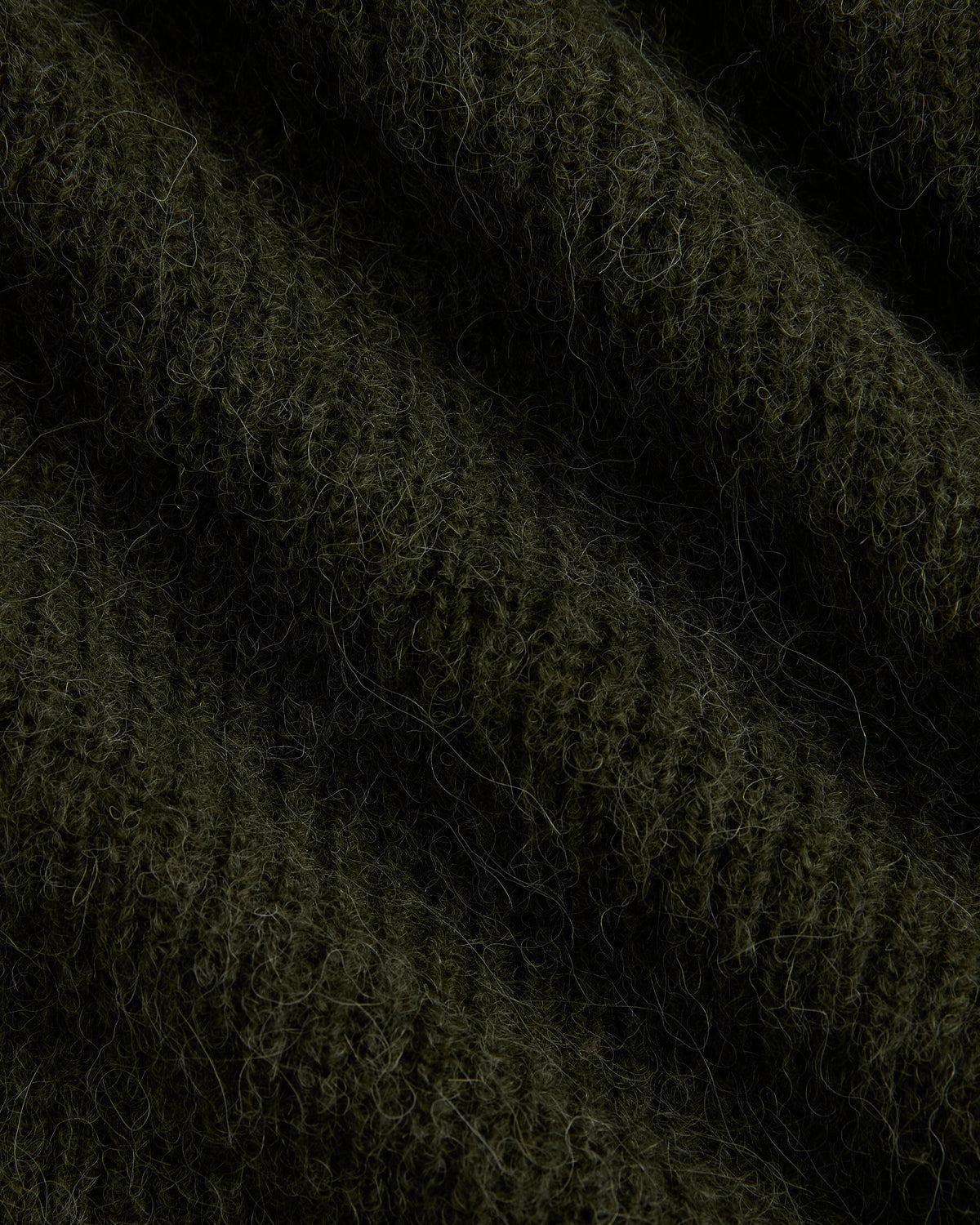 Ribbed Cropped Cardigan in Alpaca | Dark Forest