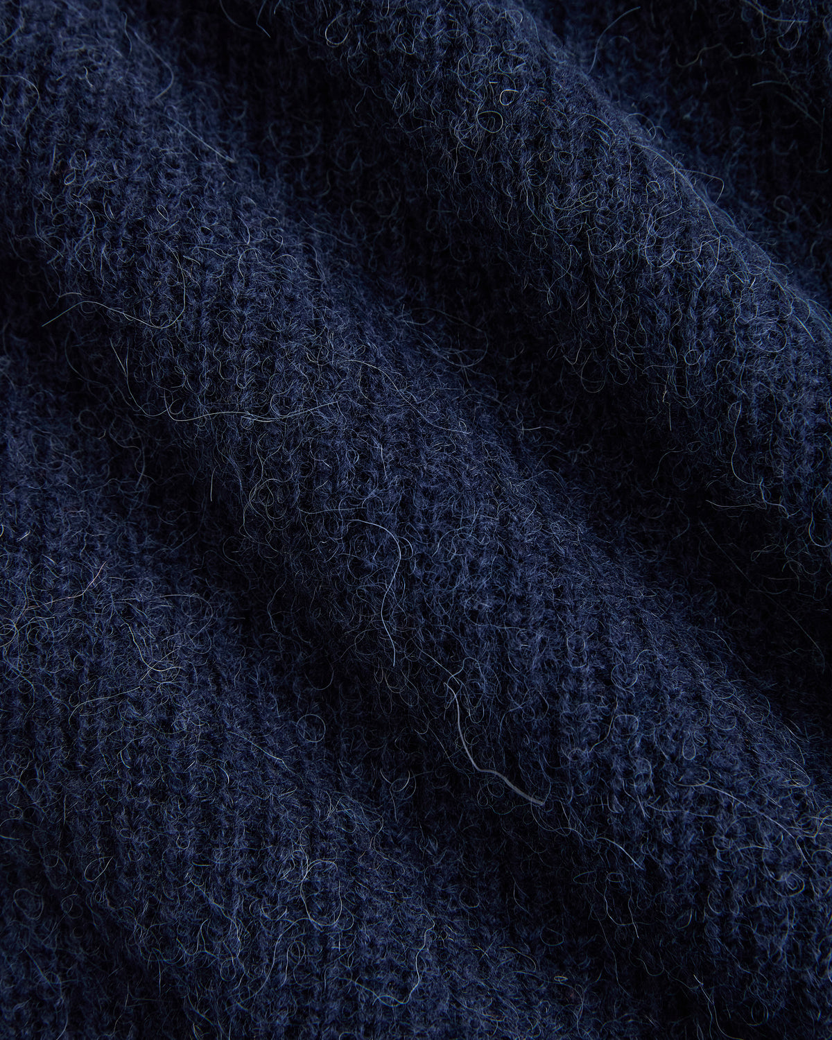 Ribbed Cropped Cardigan in Alpaca |  Navy