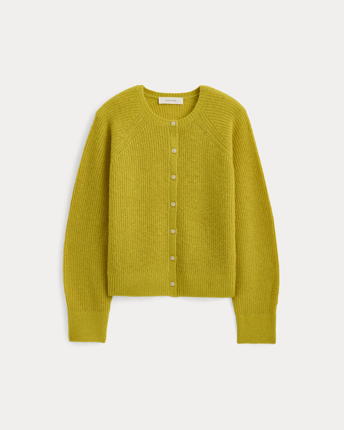 Ribbed Cropped Cardigan in Alpaca | Warm Olive