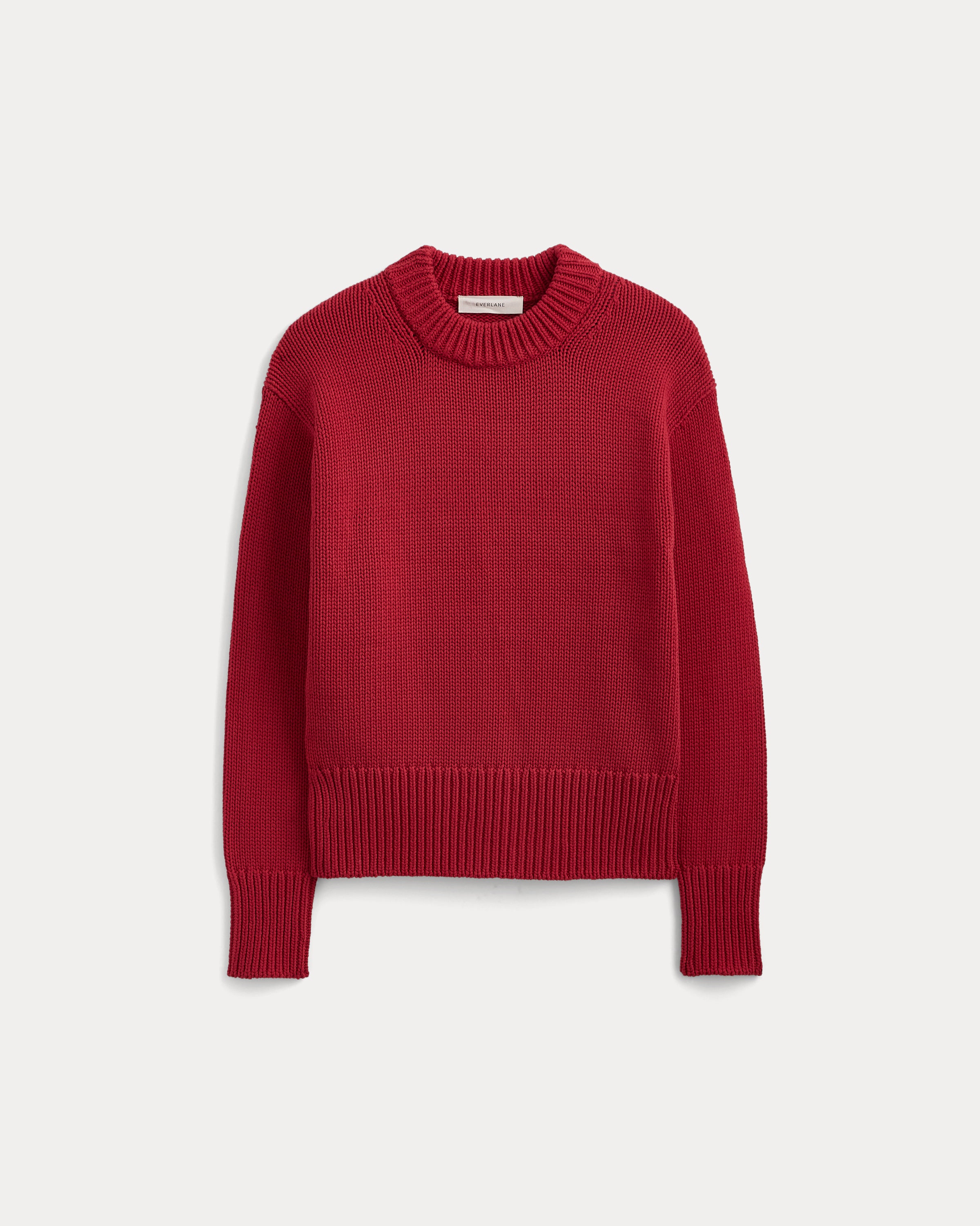 Oversized Cocoon Crew in Elevated Cotton | Vintage Red
