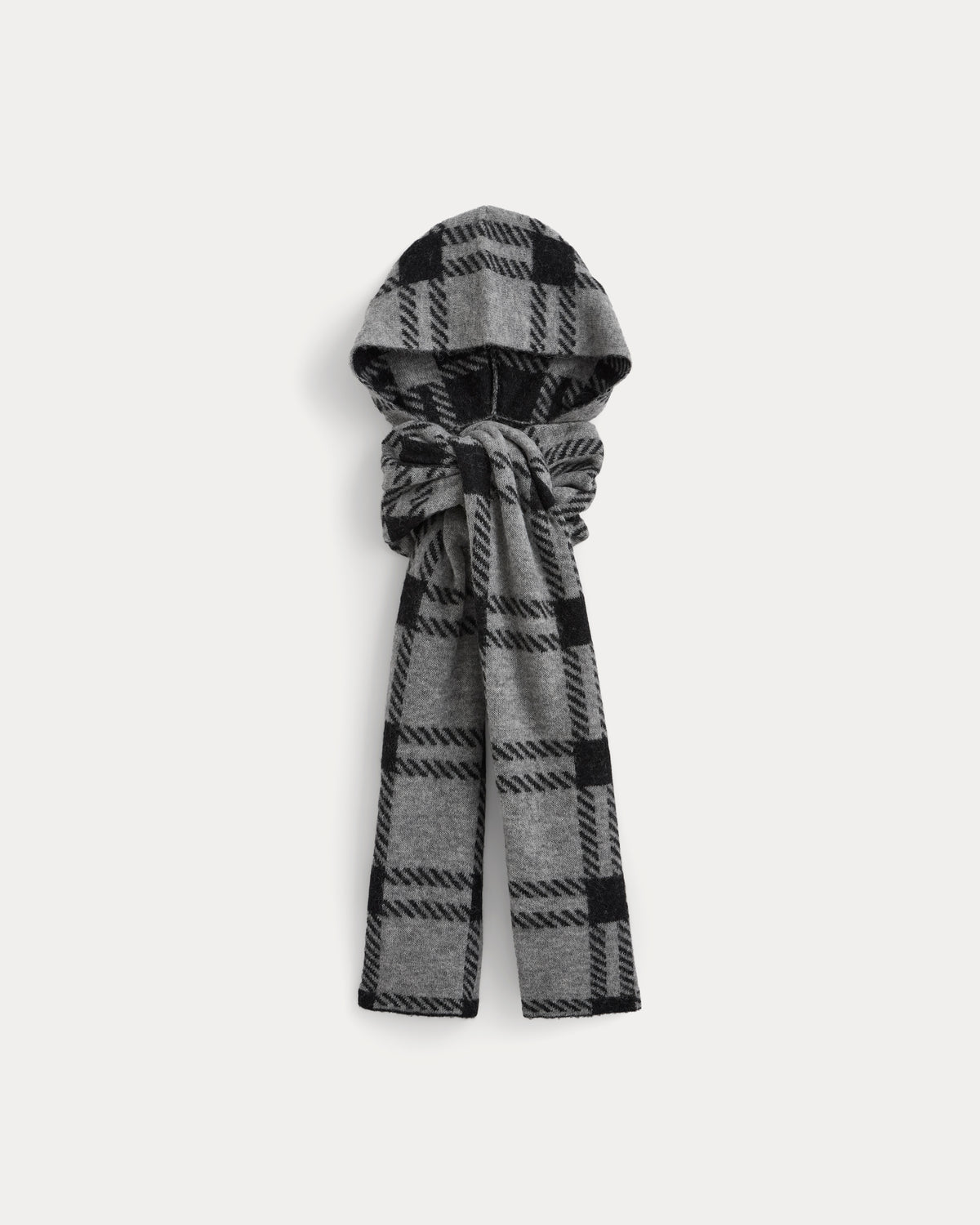 Wool Cashmere Tie-Front Scarf | Vintage Grey/Vintage Black