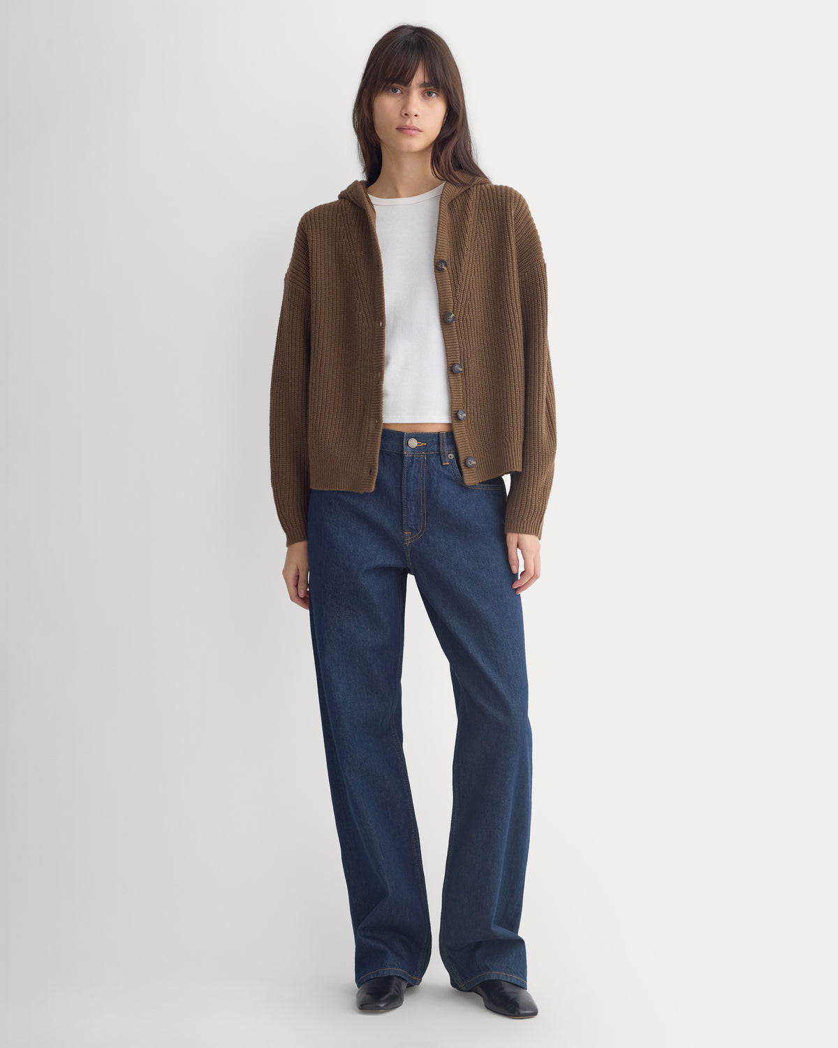 Hooded Cardigan in Luxe Merino | Cocoa